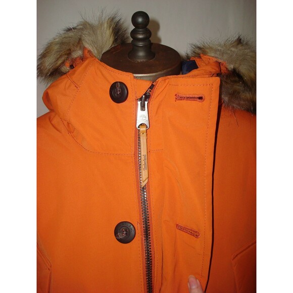 New NWT Mens Timberland Down Coat Orange Waterproof L Dryvent Warmest Recycled - Picture 12 of 16